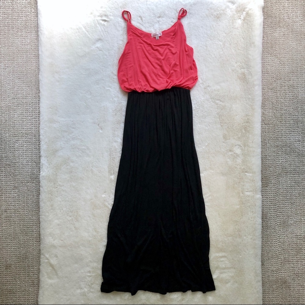 Sugar Rain Pink & Black Maxi Dress